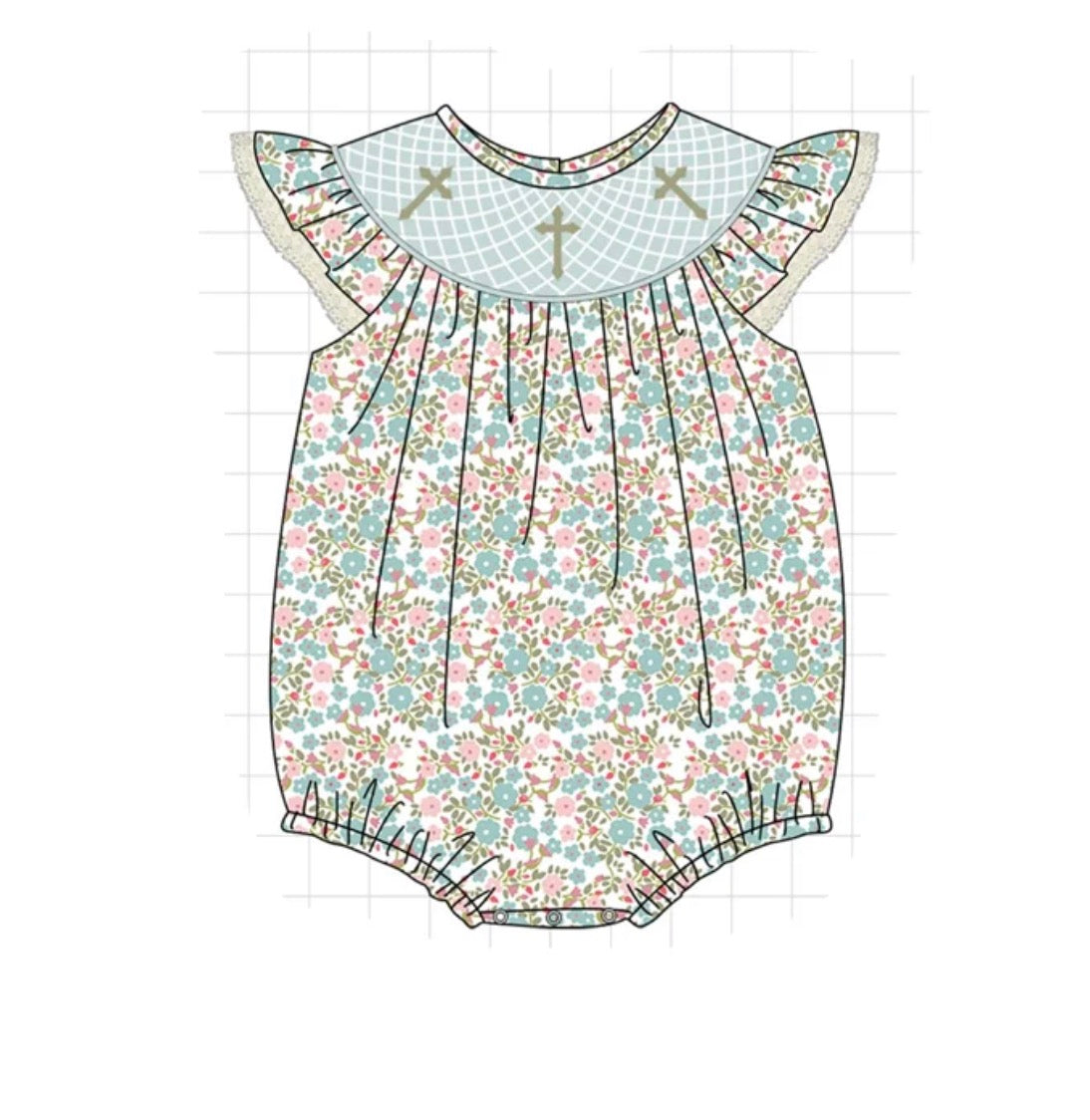 Pre-order Floral cross smocked collection